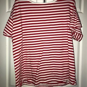 red and white striped t-shirt